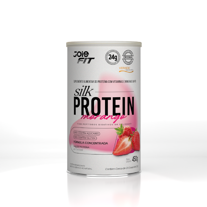 Whey Silk Protein 24g Colágeno Verisol - Morango 450g